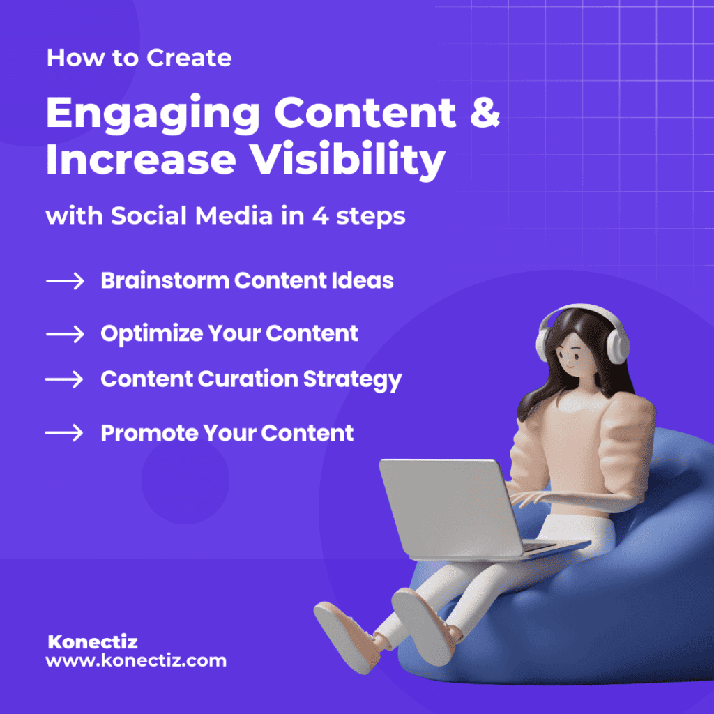 How to Create Engaging Content & Increase Visibility with Social Media in 4 steps - Konectiz
